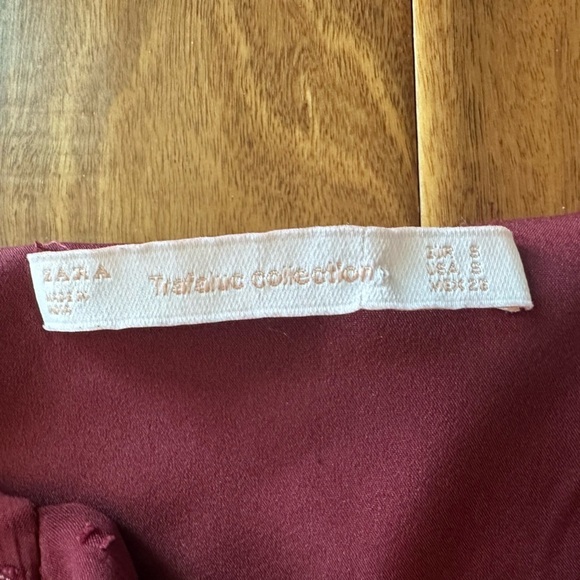 Zara Trafaluc Burgandy Swiss Dot Dress Size Small - Picture 6 of 7